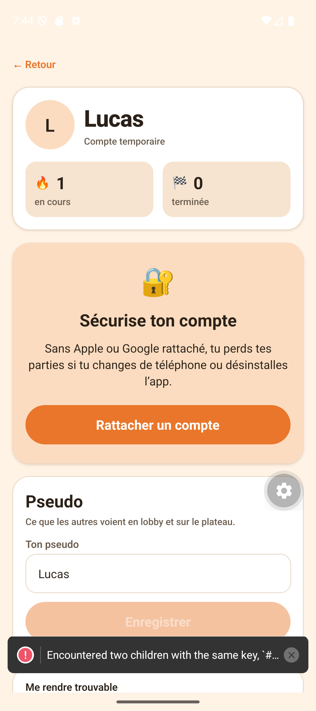 Profil joueur